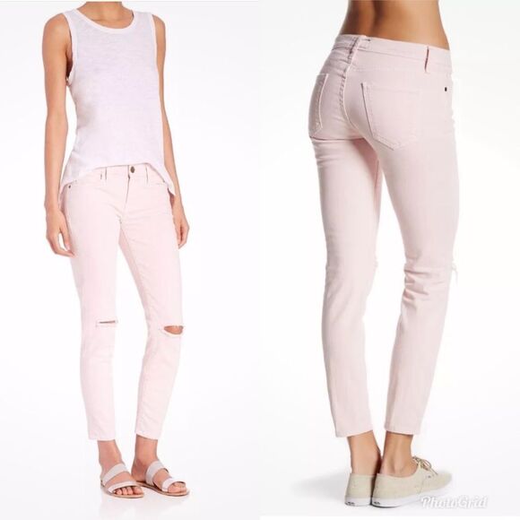 Revolve Current/Elliott The Stiletto Tattered Dusty Pink Destroy Jeans - Picture 2 of 11